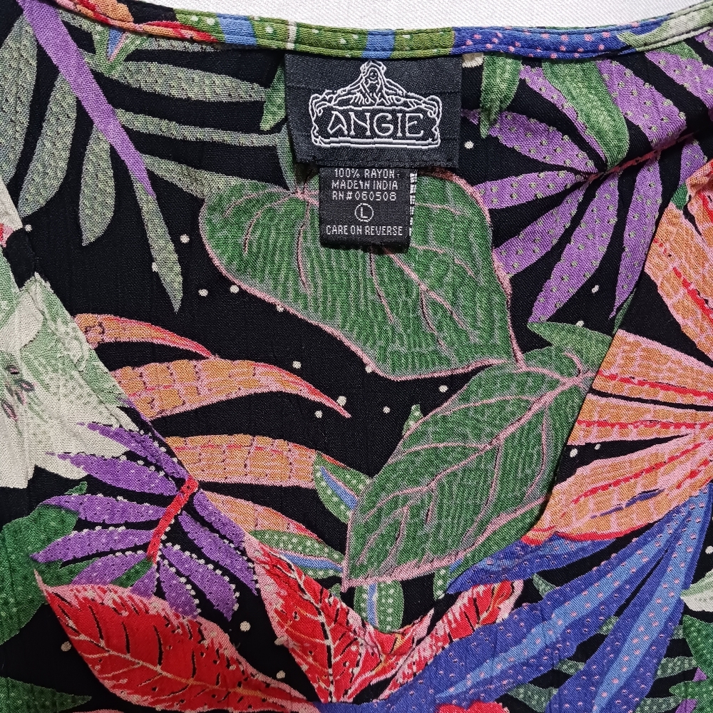 Angie Boho Multi Color Floral Print Tiered Ruffle Top Size L - Picture 2 of 8